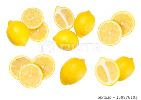 Lemons displayed whole and cut into slices, PNG Lemons displayed whole and cut into slices, PNG 139976103