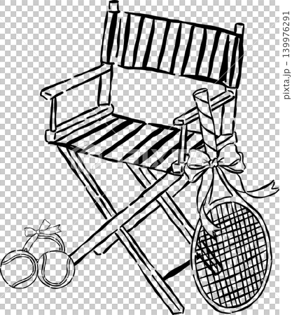 Coquette Tennis Director Chair with Tennis Outline With Bow Sketch Hand Drawn 139976291