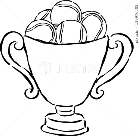 Tennis Trophy Outline Full of Balls Sketch Hand Drawn 139976302