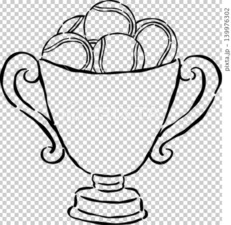 Tennis Trophy Outline Full of Balls Sketch Hand Drawn 139976302