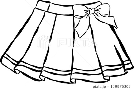 Coquette Tennis Pleated Skirt Outline Whimsical Hand Drawn Coquette Tennis Pleated Skirt Outline Whimsical Hand Drawn 139976303
