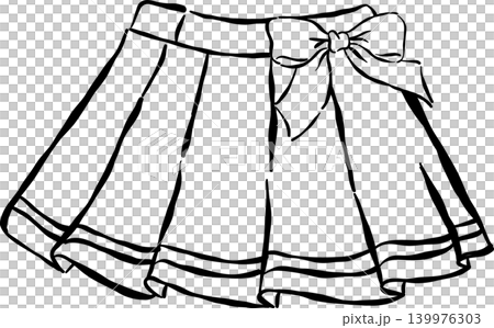 Coquette Tennis Pleated Skirt Outline Whimsical Hand Drawn Coquette Tennis Pleated Skirt Outline Whimsical Hand Drawn 139976303