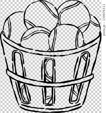 Basket of Tennis Balls Outline Illustration Basket of Tennis Balls Outline Illustration 139976311