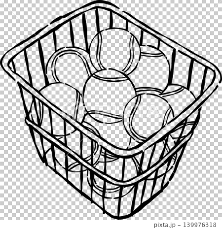 Basket of Tennis Balls Outline Whimsical Hand Drawn Basket of Tennis Balls Outline Whimsical Hand Drawn 139976318