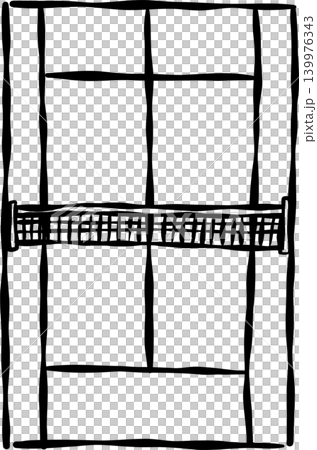 Sketchy Tennis Court Doodle Outline Whimsical Hand Drawn 139976343
