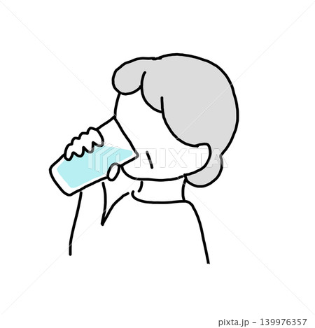 水を飲むおばあさんのイラスト 139976357