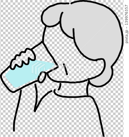 水を飲むおばあさんのイラスト 139976357