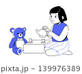 Girl Playing with Toys - Colorful Flat Design Illustration 139976389
