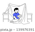 Boy Playing with Toys - Colorful Flat Design Illustration 139976391