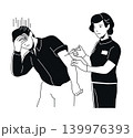 Male Afraid of Injection - black and white flat design illustration 139976393