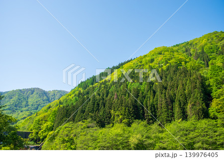 福福地温泉街から望む新緑の山並み《岐阜県 高山市 奥飛騨温泉郷》 福福地温泉街から望む新緑の山並み《岐阜県 高山市 奥飛騨温泉郷》 139976405