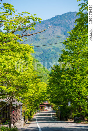 新緑シーズンの福地温泉街《岐阜県 高山市 奥飛騨温泉郷》 139976436