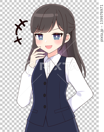 A long-haired office lady with a mean laugh. A long-haired office lady with a mean laugh. 139976971