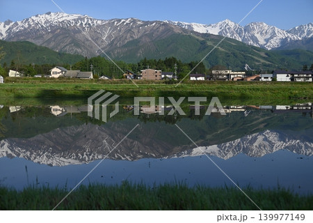 五月、残雪の白馬山系の朝の風景 五月、残雪の白馬山系の朝の風景 139977149
