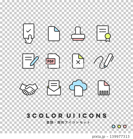 3-color icon set (documents/contracts) 3-color icon set (documents/contracts) 139977313