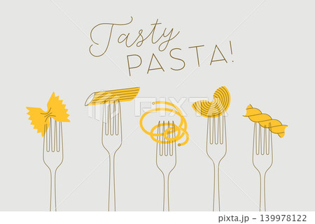 Italian tasty pasta poster different traditional types and shapes grey Italian tasty pasta poster different traditional types and shapes grey 139978122