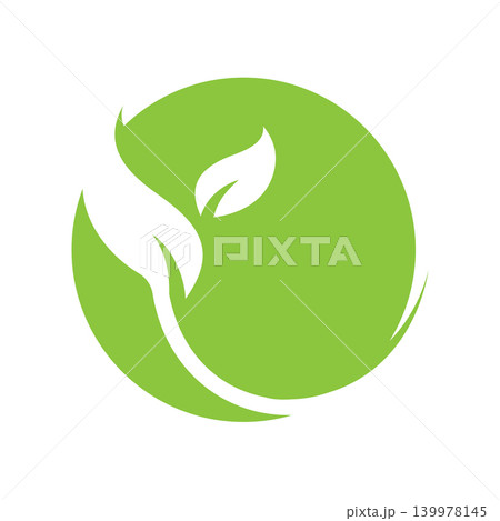 Fresh Organic Leaf Circle Logo 139978145