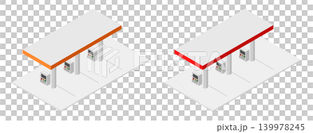 Isometric drawing of a gas station's refueling area Isometric drawing of a gas station's refueling area 139978245