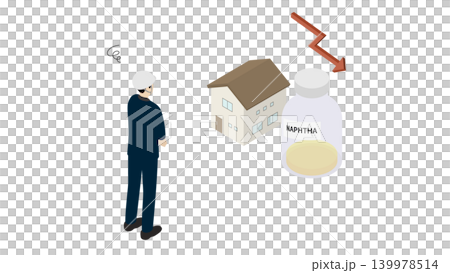 NAPHTHA表記のナフサ供給危機による住宅市場低迷イメージ NAPHTHA表記のナフサ供給危機による住宅市場低迷イメージ 139978514