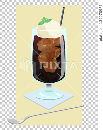 An illustration of a coffee float in a coffee shop style. An illustration of a coffee float in a coffee shop style. 139978975