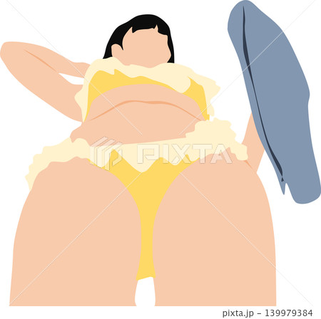 水着を着た女性が浜辺にいるイラスト 水着を着た女性が浜辺にいるイラスト 139979384