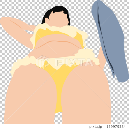 水着を着た女性が浜辺にいるイラスト 水着を着た女性が浜辺にいるイラスト 139979384
