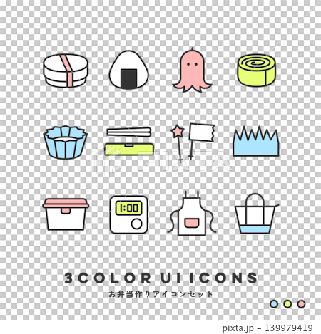 3-color icon set (for making bento boxes) 3-color icon set (for making bento boxes) 139979419