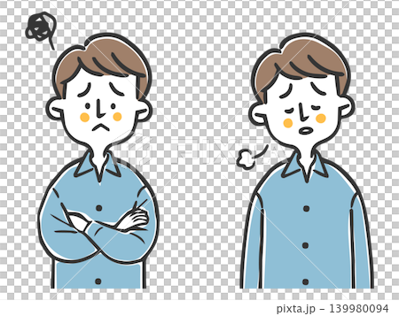 A depressed man, upper body, vector. A depressed man, upper body, vector. 139980094