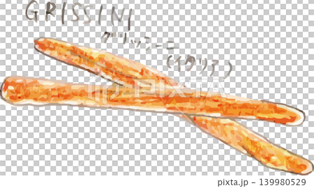 Hand-painted bread (grissini) drawn in color. 139980529
