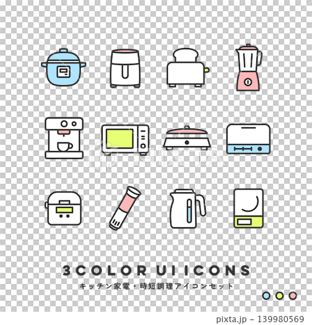 3-color icon set (kitchen appliances) 3-color icon set (kitchen appliances) 139980569