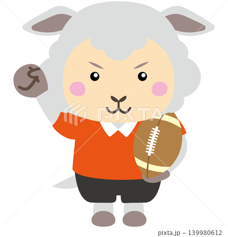 ラグビーを楽しむ羊キャラクターのスポーツイラスト ラグビーを楽しむ羊キャラクターのスポーツイラスト 139980612