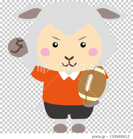 ラグビーを楽しむ羊キャラクターのスポーツイラスト ラグビーを楽しむ羊キャラクターのスポーツイラスト 139980612