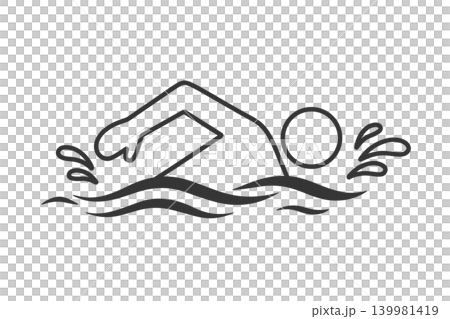 Line icon of a person swimming Line icon of a person swimming 139981419