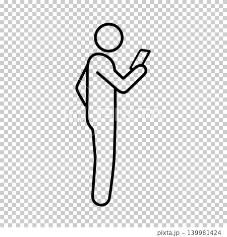 スマホ画面を覗き込む人物のラインアイコン 139981424