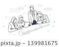 オフィスでミーティングするビジネスパーソン-活発な話し合いービジネスチームスタートアップイラスト素材 139981675
