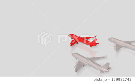 Red Leader Airplane In Minimal Formation 3d render. Red Leader Airplane In Minimal Formation 3d render. 139981742
