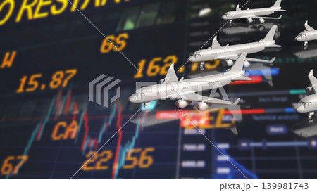 Global Aviation Market Finance Concept 3d render. Global Aviation Market Finance Concept 3d render. 139981743