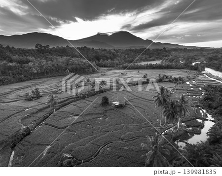 The natural beauty of the Indonesian mountains with beautiful tropical forests at sunrise The natural beauty of the Indonesian mountains with beautiful tropical forests at sunrise 139981835