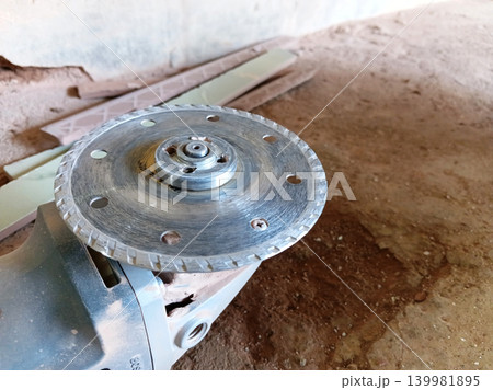 Close up of a grinder blade or saw blade for cutting ceramics. 139981895