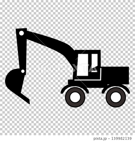 ショベルカー(タイヤ)のイラスト モノクロ ショベルカー(タイヤ)のイラスト モノクロ 139982139