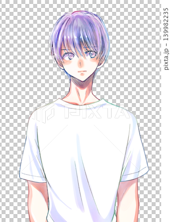 Tシャツの男性 半袖 白色 無表情 上半身 Tシャツの男性 半袖 白色 無表情 上半身 139982235