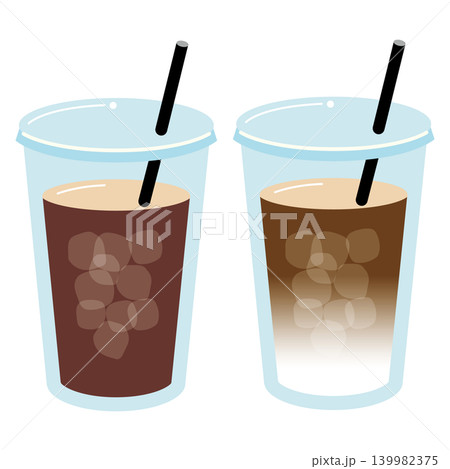 アイスコーヒーとアイスカフェラテのイラスト アイスコーヒーとアイスカフェラテのイラスト 139982375