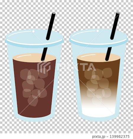 アイスコーヒーとアイスカフェラテのイラスト アイスコーヒーとアイスカフェラテのイラスト 139982375