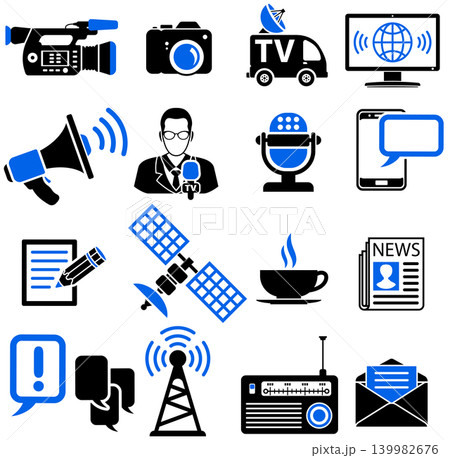 Media and News Icons Set 139982676