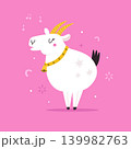 Happy New Year singing goat character, cute flat vector illustration 139982763