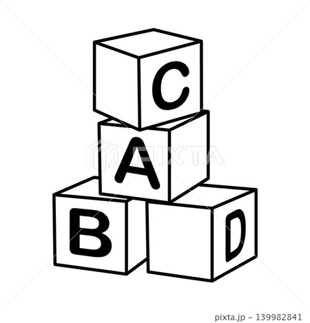 Alphabet toy blocks stack outline icon vector Alphabet toy blocks stack outline icon vector 139982841