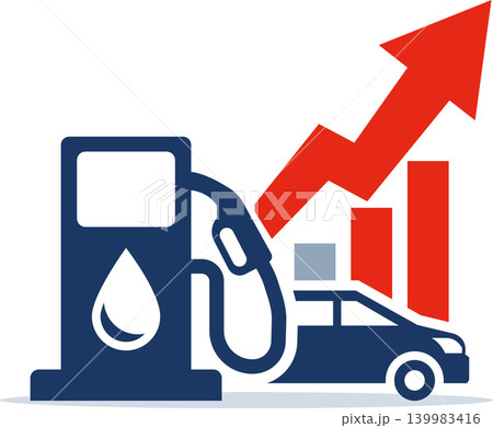 Fuel Price Impact on Transportation Gas Pump with Car and Rising Cost Growth Chart Illustration Fuel Price Impact on Transportation Gas Pump with Car and Rising Cost Growth Chart Illustration 139983416