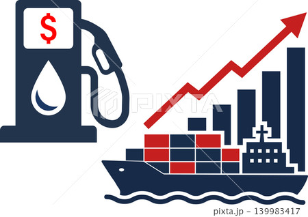 Fuel Price Impact on Shipping Rising Logistics Cost and Global Trade Growth Chart Illustration 139983417