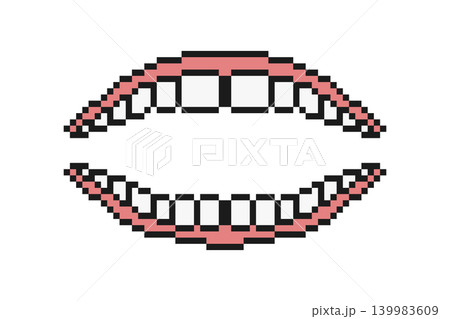 Pixel Open Mouth Teeth Retro Icon Illustration Pixel Open Mouth Teeth Retro Icon Illustration 139983609
