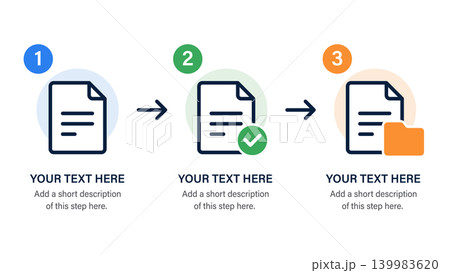 3 Step Document Workflow Infographic File Process, Approval and Organization System 3 Step Document Workflow Infographic File Process, Approval and Organization System 139983620
